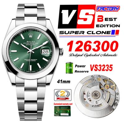 DateJust 41 126300 VS3235 Automatic Mens Watch 904L SS VSF Best Edition Green Dial on Oyster Bracelet CHS