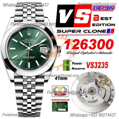 DateJust 41 126300 VS3235 Automatic Mens Watch 904L SS VSF Best Edition Green Dial on Oyster Bracelet CHS