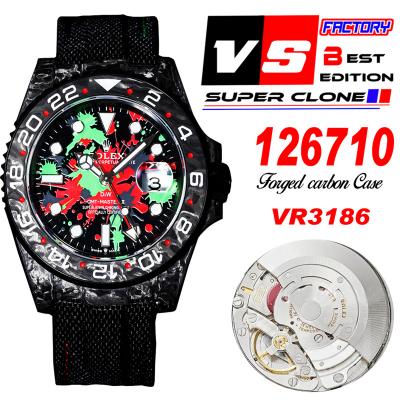 DIW Carbon 126710 VR3186 Automatic Mens Watch Best Edition VSF Forged Carbon Graffiti Dial Nylon Strap CHS