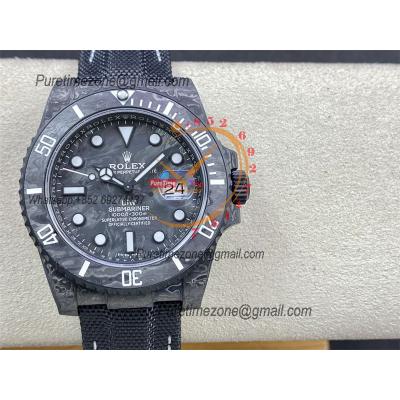 Submariner DIW Carbon VS3135 Automatic Mens Watch VSF 1:1 Best Edition Black White Dial Nylon Strap CHS