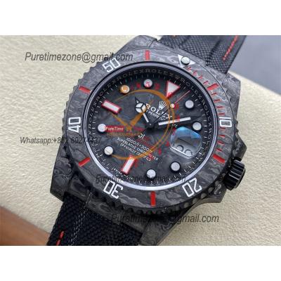 Submariner DIW Carbon VS3135 Automatic Mens Watch VSF 1:1 Best Edition Black Red Dial Nylon Strap CHS