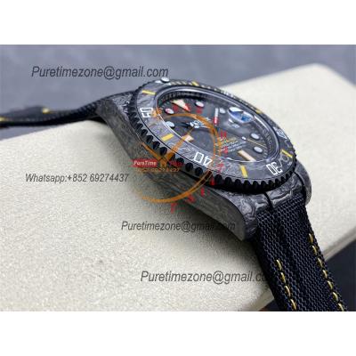 Submariner DIW Carbon VS3135 Automatic Mens Watch VSF 1:1 Best Edition Black Yellow Dial Nylon Strap CHS