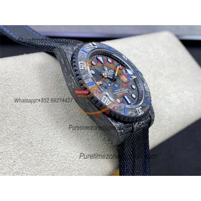 Submariner DIW Carbon VS3135 Automatic Mens Watch VSF 1:1 Best Edition Black Blue Dial Nylon Strap CHS