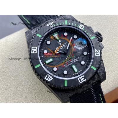 Submariner DIW Carbon VS3135 Automatic Mens Watch VSF 1:1 Best Edition Black Green Dial Nylon Strap CHS