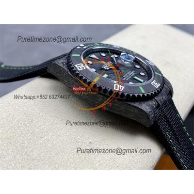 Submariner DIW Carbon VS3135 Automatic Mens Watch VSF 1:1 Best Edition Black Green Dial Nylon Strap CHS