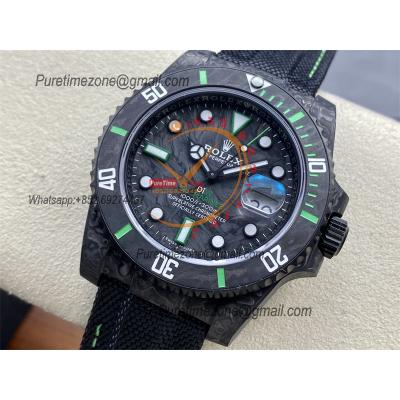 Submariner DIW Carbon VS3135 Automatic Mens Watch VSF 1:1 Best Edition Black Green Dial Nylon Strap CHS