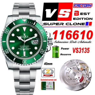 Submariner 40 116610LV  VS3135 Automatic Mens Watc...