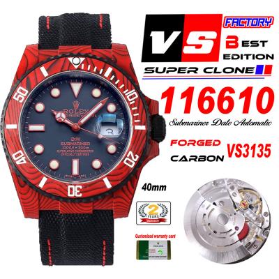 Submariner DIW Red Carbon VS3135 Automatic Mens Wa...