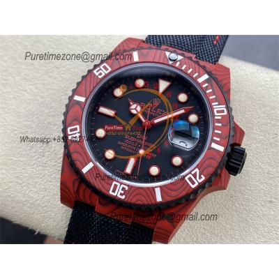 Submariner DIW Red Carbon VS3135 Automatic Mens Watch VSF 1:1 Best Edition Black Dial Nylon Strap CHS