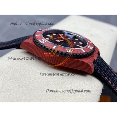 Submariner DIW Red Carbon VS3135 Automatic Mens Watch VSF 1:1 Best Edition Black Dial Nylon Strap CHS