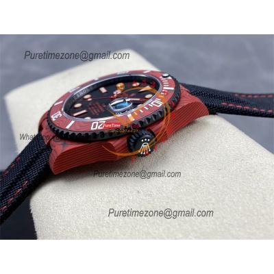 Submariner DIW Red Carbon VS3135 Automatic Mens Watch VSF 1:1 Best Edition Black Dial Nylon Strap CHS