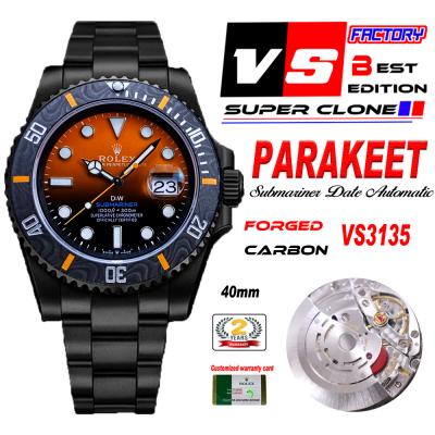 Submariner DIW VS3135 Automatic Mens Watch VSF 1:1 Best Edition DLC Black Orange Dial 904L Steel Bracelet CHS