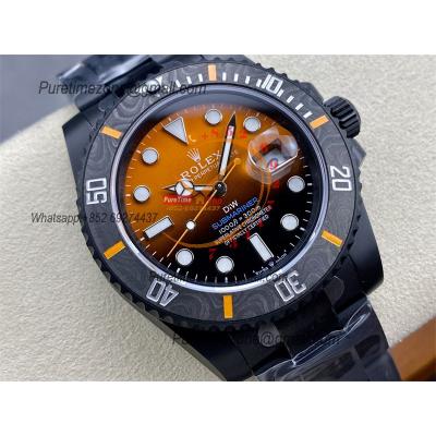 Submariner DIW VS3135 Automatic Mens Watch VSF 1:1 Best Edition DLC Black Orange Dial 904L Steel Bracelet CHS