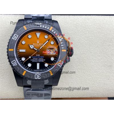 Submariner DIW VS3135 Automatic Mens Watch VSF 1:1 Best Edition DLC Black Orange Dial 904L Steel Bracelet CHS