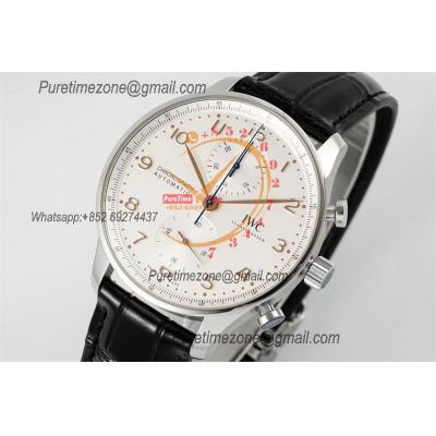 Portuguese IW371604 A69355 Automatic Chronograph Mens Watch AZF Best Edition 41 White Dial Black Leather CHS