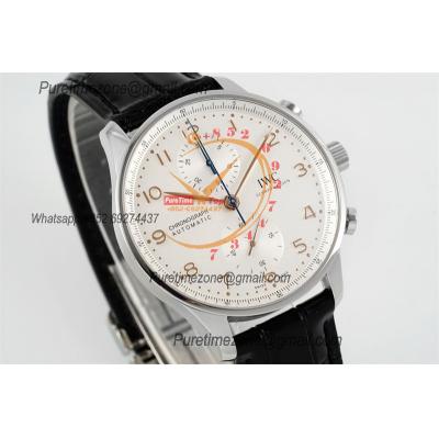 Portuguese IW371604 A69355 Automatic Chronograph Mens Watch AZF Best Edition 41 White Dial Black Leather CHS