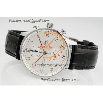 Portuguese IW371604 A69355 Automatic Chronograph Mens Watch AZF Best Edition 41 White Dial Black Leather CHS