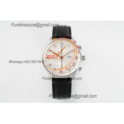 Portuguese IW371604 A69355 Automatic Chronograph Mens Watch AZF Best Edition 41 White Dial Black Leather CHS