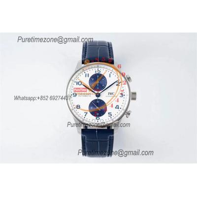 Portuguese IW371605 A69355 Automatic Chronograph Mens Watch AZF Best Edition 41 White Dial Blue Leather CHS