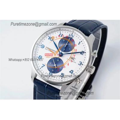 Portuguese IW371605 A69355 Automatic Chronograph Mens Watch AZF Best Edition 41 White Dial Blue Leather CHS