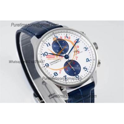 Portuguese IW371605 A69355 Automatic Chronograph Mens Watch AZF Best Edition 41 White Dial Blue Leather CHS