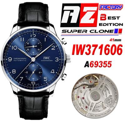 Portuguese IW371606 A69355 Automatic Chronograph Mens Watch AZF Best Edition 41 Blue Dial Blue Leather CHS