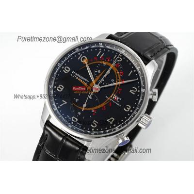 Portuguese IW371609 A69355 Automatic Chronograph Mens Watch AZF Best Edition 41 Black Dial Blue Leather CHS