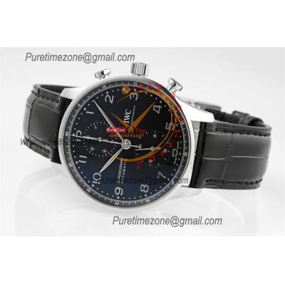 Portuguese IW371609 A69355 Automatic Chronograph Mens Watch AZF Best Edition 41 Black Dial Blue Leather CHS