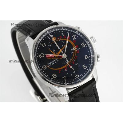 Portuguese IW371609 A69355 Automatic Chronograph Mens Watch AZF Best Edition 41 Black Dial Blue Leather CHS