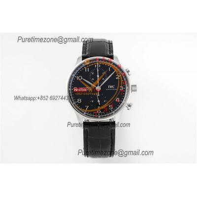 Portuguese IW371609 A69355 Automatic Chronograph Mens Watch AZF Best Edition 41 Black Dial Blue Leather CHS