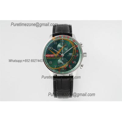 Portuguese IW371615 A69355 Automatic Chronograph Mens Watch AZF Best Edition 41 Green Dial Black Leather CHS