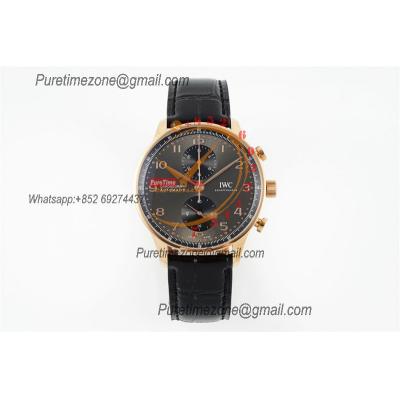 Portuguese IW371610 A69355 Automatic Chronograph Mens Watch AZF Best Edition 41 RG Gray Dial Black Leather CHS