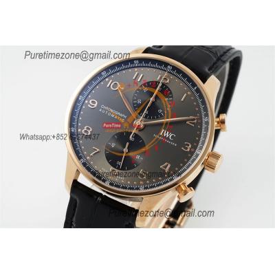 Portuguese IW371610 A69355 Automatic Chronograph Mens Watch AZF Best Edition 41 RG Gray Dial Black Leather CHS