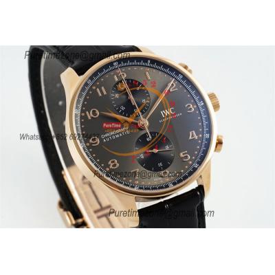 Portuguese IW371610 A69355 Automatic Chronograph Mens Watch AZF Best Edition 41 RG Gray Dial Black Leather CHS