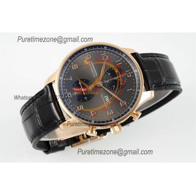 Portuguese IW371610 A69355 Automatic Chronograph Mens Watch AZF Best Edition 41 RG Gray Dial Black Leather CHS