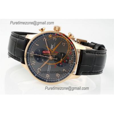 Portuguese IW371610 A69355 Automatic Chronograph Mens Watch AZF Best Edition 41 RG Gray Dial Black Leather CHS