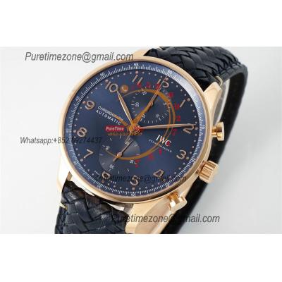 Portuguese IW371614 A69355 Automatic Chronograph Mens Watch AZF Best Edition 41 RG Blue Dial Leather Strap CHS