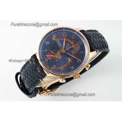 Portuguese IW371614 A69355 Automatic Chronograph Mens Watch AZF Best Edition 41 RG Blue Dial Leather Strap CHS