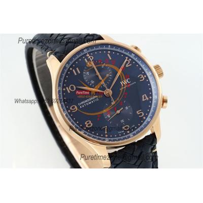 Portuguese IW371614 A69355 Automatic Chronograph Mens Watch AZF Best Edition 41 RG Blue Dial Leather Strap CHS