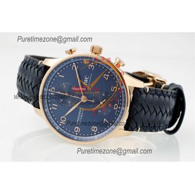 Portuguese IW371614 A69355 Automatic Chronograph Mens Watch AZF Best Edition 41 RG Blue Dial Leather Strap CHS