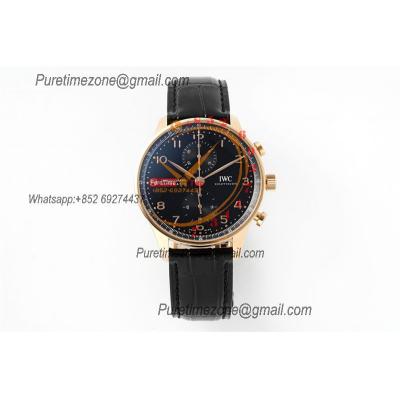 Portuguese IW371625 A69355 Automatic Chronograph Mens Watch AZF Best Edition 41 RG Black Dial Leather Strap CHS