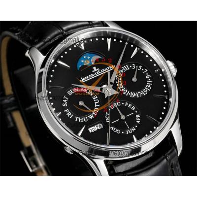 Master Ultra Thin Perpetual Calendar Q1308470 A868 Automatic Mens Watch Best Edition GRF 39 Black Dial Black Leather CHS