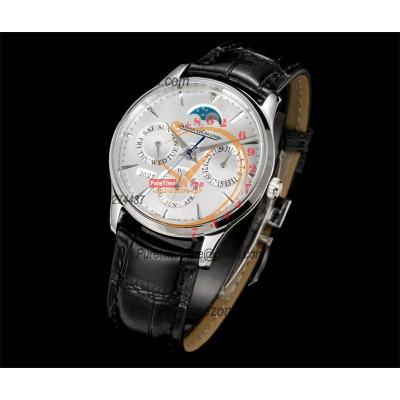 Master Ultra Thin Perpetual Calendar Q114842J A868 Automatic Mens Watch Best Edition GRF 39 Silver Dial Black Leather CH