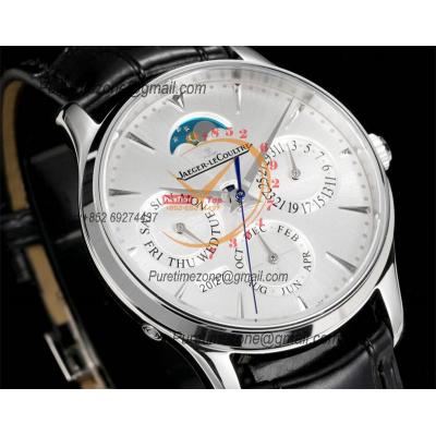 Master Ultra Thin Perpetual Calendar Q114842J A868 Automatic Mens Watch Best Edition GRF 39 Silver Dial Black Leather CH