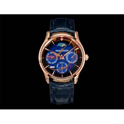 Master Ultra Thin Perpetual Calendar Q114258J A868 Automatic Mens Watch Best Edition GRF 39 RG Blue Dial  Leather CHS