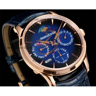 Master Ultra Thin Perpetual Calendar Q114258J A868 Automatic Mens Watch Best Edition GRF 39 RG Blue Dial  Leather CHS