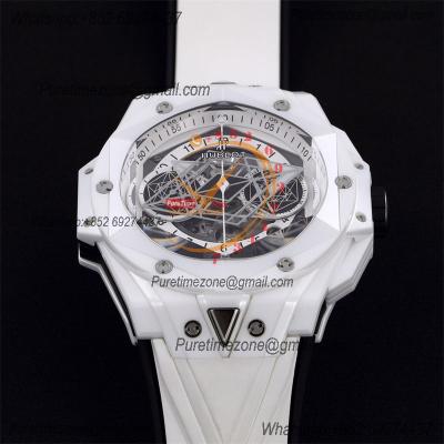 Big Bang Sang Bleu II White Ceramic  A1240 Automatic Chronograph Mens Watch Best Edition BBF 45 Rubber 418.HX.2001