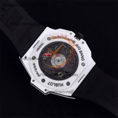 Big Bang Sang Bleu II White Ceramic  A1240 Automatic Chronograph Mens Watch Best Edition BBF 45 Rubber 418.HX.2001