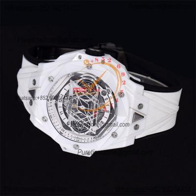 Big Bang Sang Bleu II White Ceramic  A1240 Automatic Chronograph Mens Watch Best Edition BBF 45 Rubber 418.HX.2001