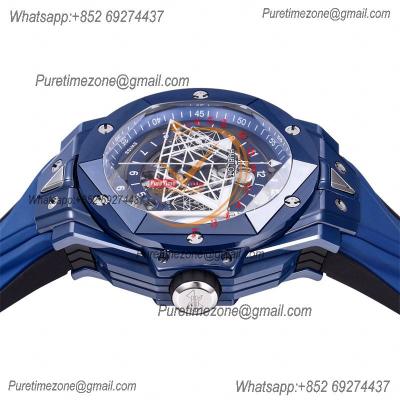 Big Bang Sang Bleu II Blue Ceramic  A1240 Automatic Chronograph Mens Watch Best Edition BBF 45 Rubber 418.EX.5107